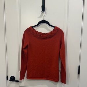 Ann Taylor Braided Neckline Sweater - Red